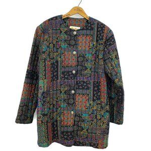Vintage Two Potato Quilted Jacket Womens Medium Paisley Pockets Button Up